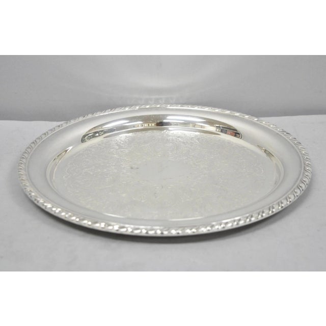 Silver Vintage Oneida Victorian Style Round Silver Plated Serving Platter Bar Tray For Sale - Image 8 of 12