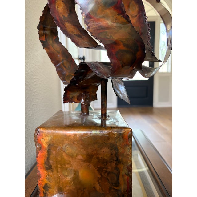 Metal Large 26” Vintage Brutalist Tabletop Sculpture by Frank Tenaglia, Signed 1973 Mixed Metal Ribbon Art For Sale - Image 7 of 13