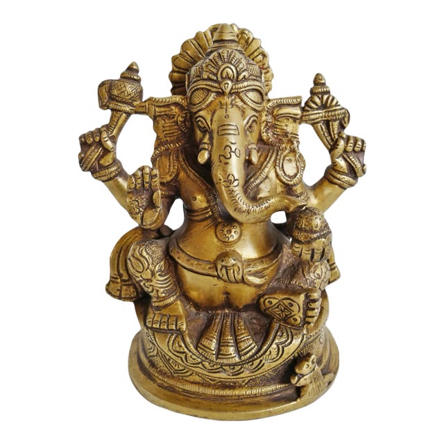 Vintage Brass Ganesha Figure For Sale