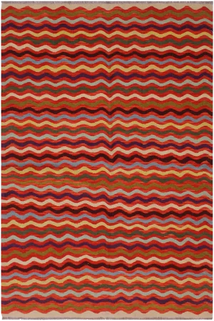 Abstract Tribal Hand-Woven Kilim Wool Rug - 5′ × 6′5″