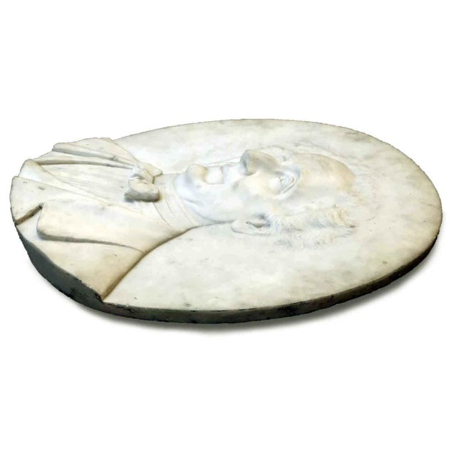 Oval bas-relief in white marble with a male portrait depicting the lawyer and knight Francesco Rossignoli, president of...