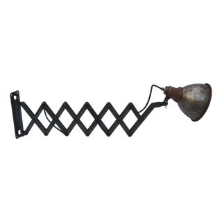 Vintage Industrial Rusty Brown Metal Scissor Wall Light For Sale