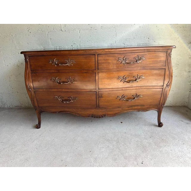 French Provincial Early 20th Century Vintage French Provincial Louis XV Style Fruitwood Bureau Dresser For Sale - Image 3 of 12