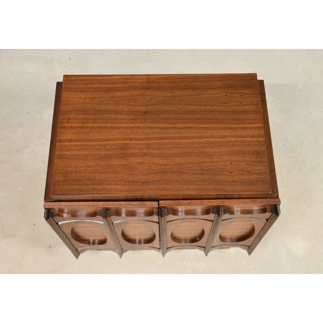 Wood 1970s Refinished Walnut Brutalist Nightstand For Sale - Image 7 of 8