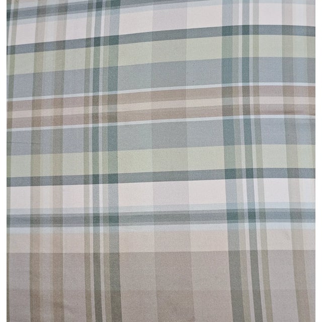 Southwood & Co. Late 20th Century Southwood Mahogany Queen Anne Style Wing Chair Plaid Fabric Trifold Feet For Sale - Image 4 of 8