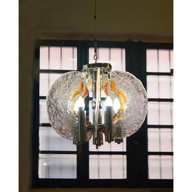 Blown Glass Chandelier attributed to Mazzega, 1970s For Sale - Image 3 of 7