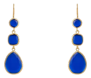 Blue Cat Eye Dangle Earrings, A Pair