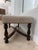 English Late 20th Century English Oak Bench With Tufted Beige Suede Seat and Brass Nailhead Trim For Sale - Image 3 of 8