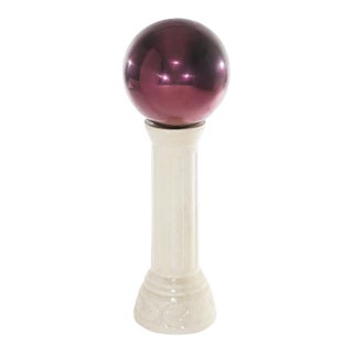 Glass Garden Gazing Globe on Pottery Pedestal 20thC For Sale
