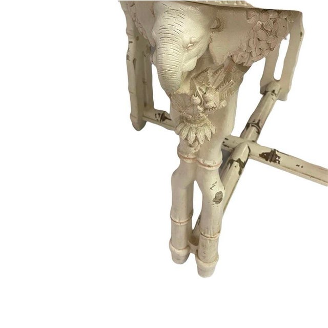 Traditional 1960s Carved Faux Bamboo and Elephant Motif Round Dining Table For Sale - Image 3 of 5