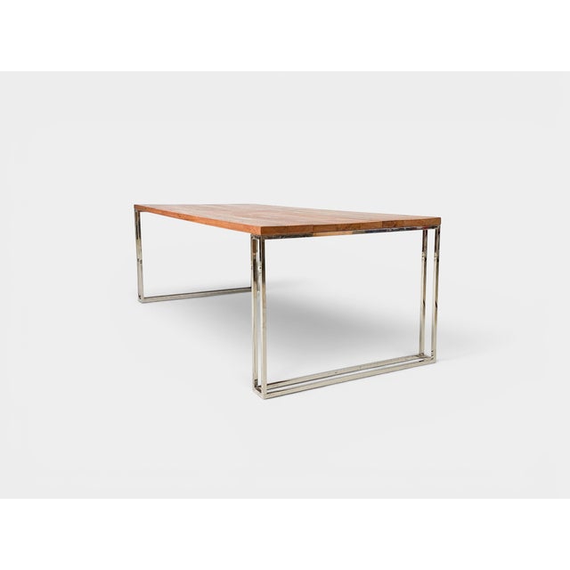 Large Industrial Dining Table Wood and Chrome Base, 1990s For Sale - Image 9 of 9