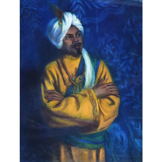 1920s Large Orientalist Portrait of Man in Turban by Graziella Jacoby For Sale - Image 5 of 8