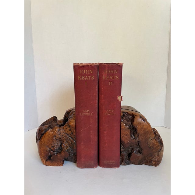 Here is a beautiful set of two burl wood bookends with organic shapes and a natural live edge. They are both unique. As...