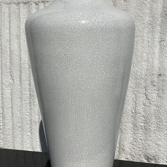 Vintage Coastal Crackle Glaze Tall Vase For Sale - Image 14 of 14