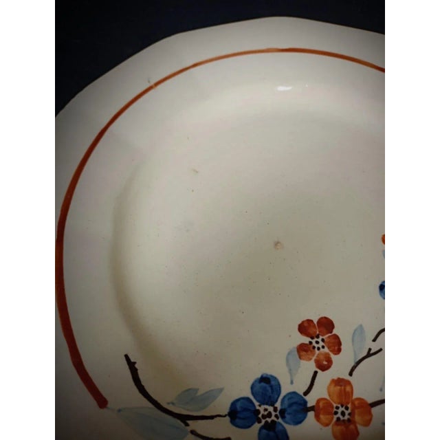 Ceramic Vintage Set of 6 Sarreguemines Plates With Floral Décor For Sale - Image 7 of 12