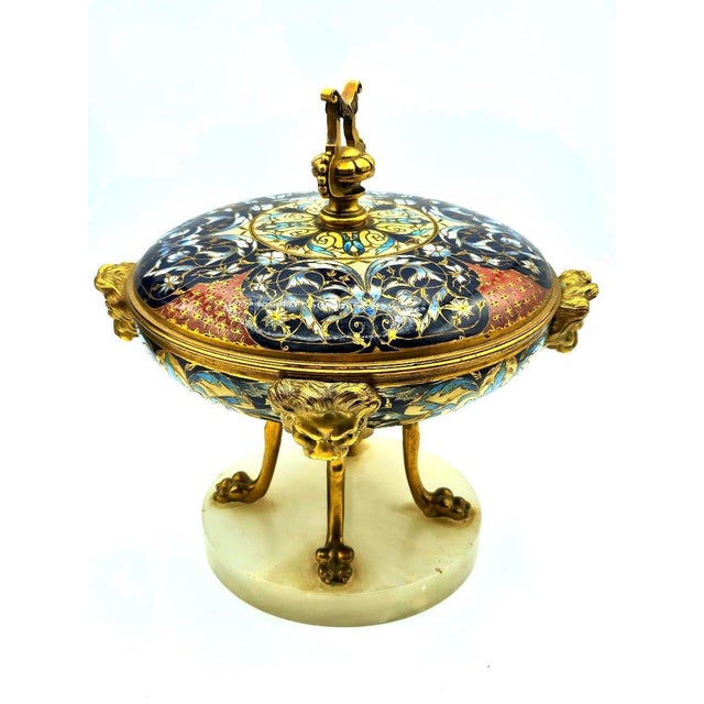 Candy Holder Gilt Bronze and Polychrome Cloisonné Enamel from F. Barbedienne For Sale - Image 9 of 9