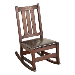 L. & J. G. Stickley Antique Mission Oak Arts & Crafts Rocking Chair, Circa 1910 For Sale