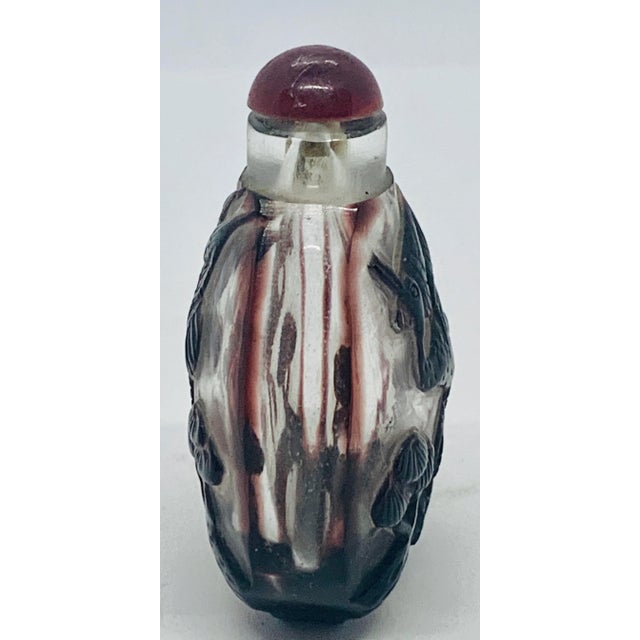 Early 20th Century Antique Chinese Carved Overlay Peking Glass Snuff Bottle For Sale - Image 4 of 13