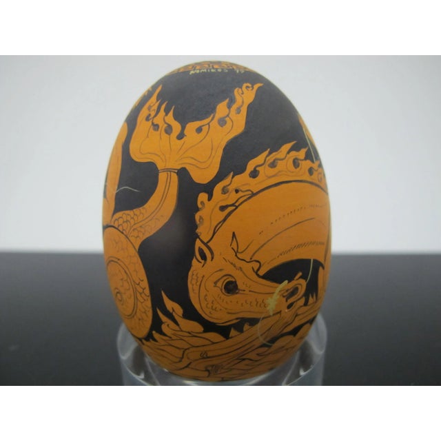 Figurative Yiannis Nomikos Male Erotic Mythology Neptune Painting on Goose Egg Art 1977 For Sale - Image 3 of 6