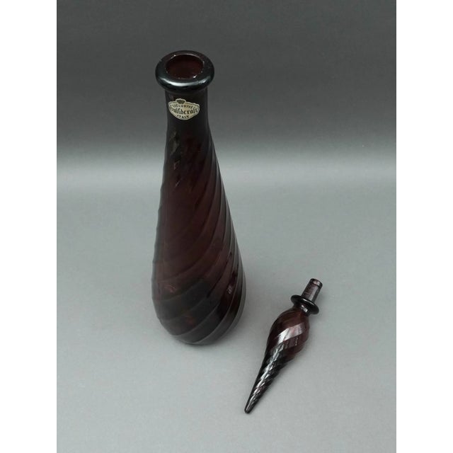 Mid 20th Century Guildcraft Italy Amethyst Empoli Glass Decanter Genie Bottle For Sale - Image 4 of 9