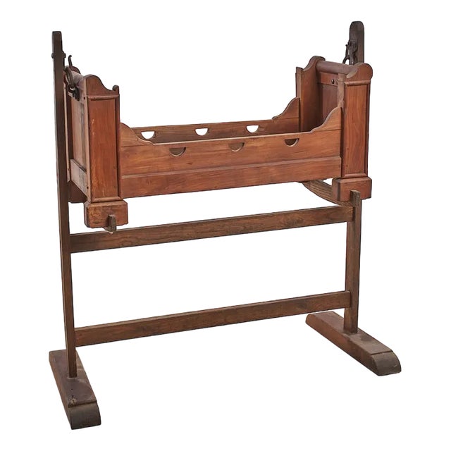 Antique Wooden Cradle, 1800s For Sale