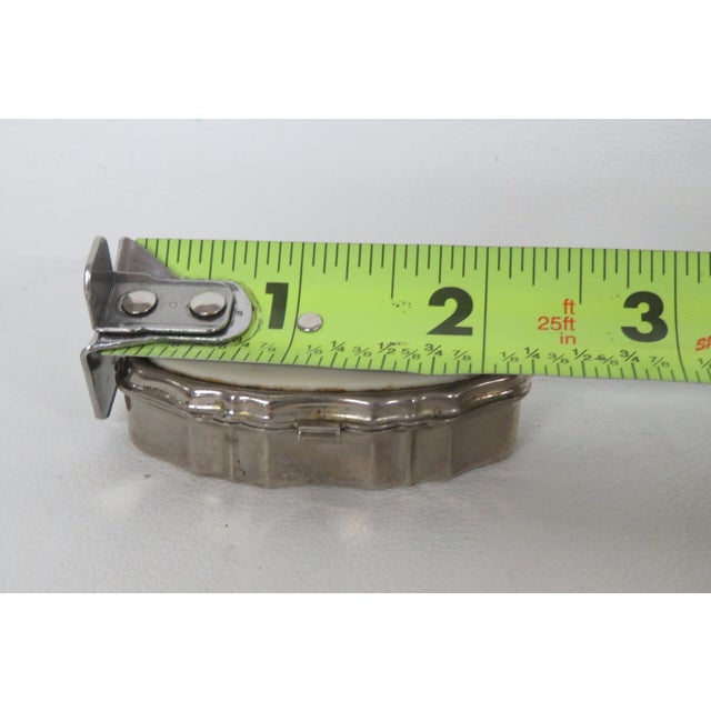 Metal Pill Box Small Compact Vintage Trinket Storage With Clasp Closure 4760b For Sale - Image 9 of 12