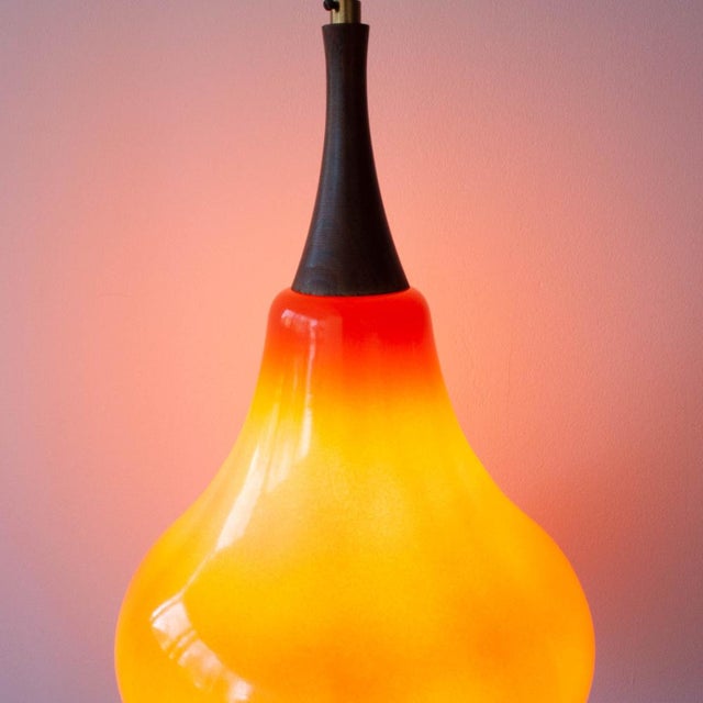 Brown Vintage Orange Glass Pendant Light, 1960s For Sale - Image 8 of 15