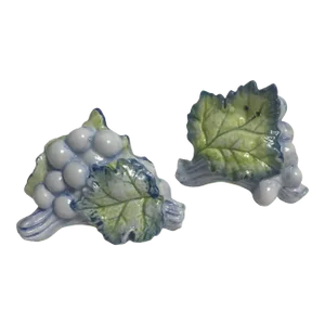 Vintage Fitz and Floyd Grapes Ceramic Salt and Pepper Shakers- a Pair