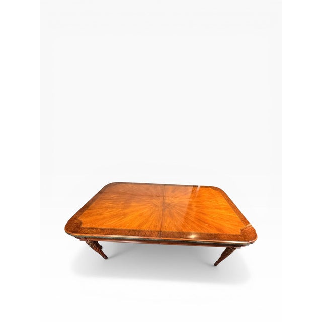 Traditional 1990s Henredon Grand Provenance Old World Dining Table With Eight Barley Twist Legs, Marble Accents & Two Leaves For Sale - Image 3 of 13