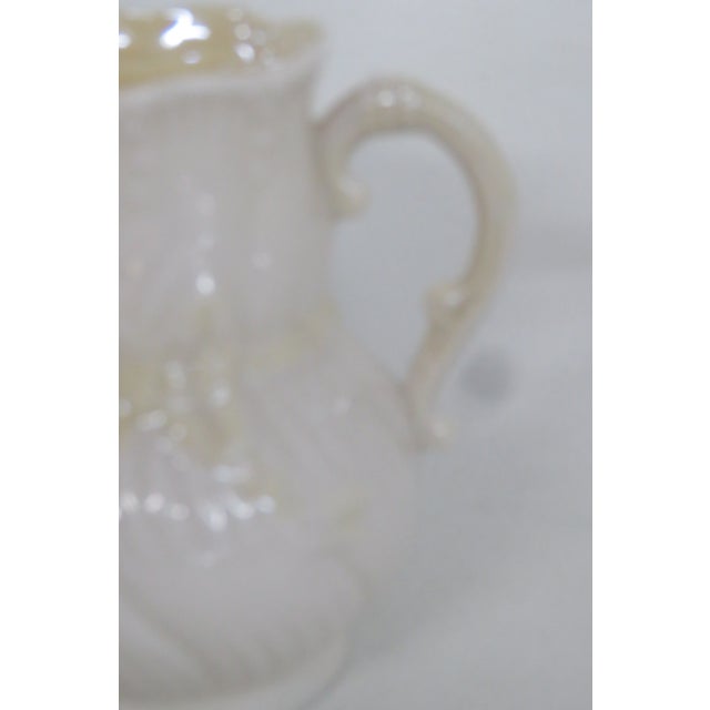Ceramic Mid 20th Century Belleek Ireland Porcelain Sugar and Creamer Pair Yellow Ribbon Pattern 4484b For Sale - Image 7 of 16