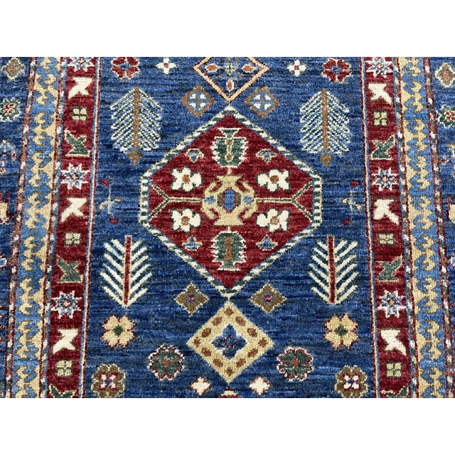 2000 - 2009 Blue Kazak Style Tribal Runner Rug - 2'9" X 10'3" For Sale - Image 5 of 11