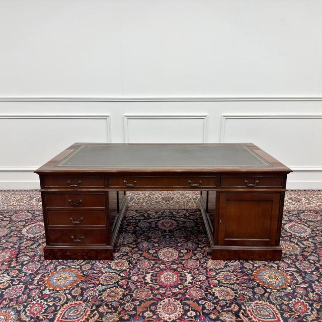 Large English Classic Partner Desk For Sale - Image 4 of 18