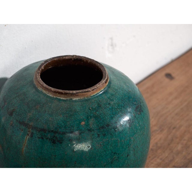 Antique Round Ceramic Vase For Sale - Image 3 of 6