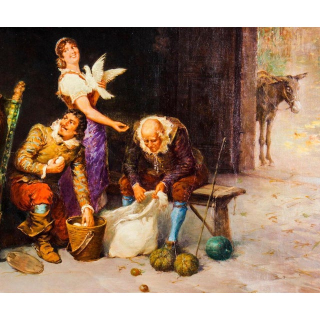 Francesco Bergamini, Figurative Scene, 1894, Oil on Canvas, Framed For Sale - Image 4 of 14