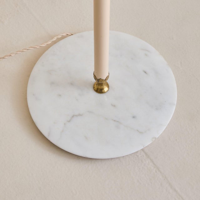 White 1953 Italian Brass + Opaline Glass Floor Lamp by Angelo Lelii for Arredoluce For Sale - Image 8 of 13