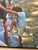 Realism Steady Hand by Sheri Farabaugh | Oil on Canvas Man helping a child in a stream. For Sale - Image 3 of 4
