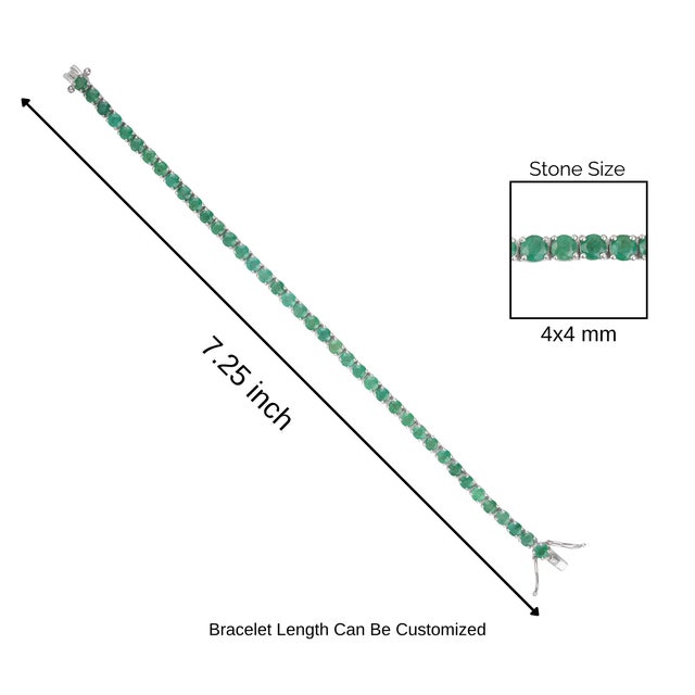 Contemporary 9.18 Ct Round Cut Emerald Line Tennis Bracelet - May Birthstone Gift For Sale - Image 11 of 13