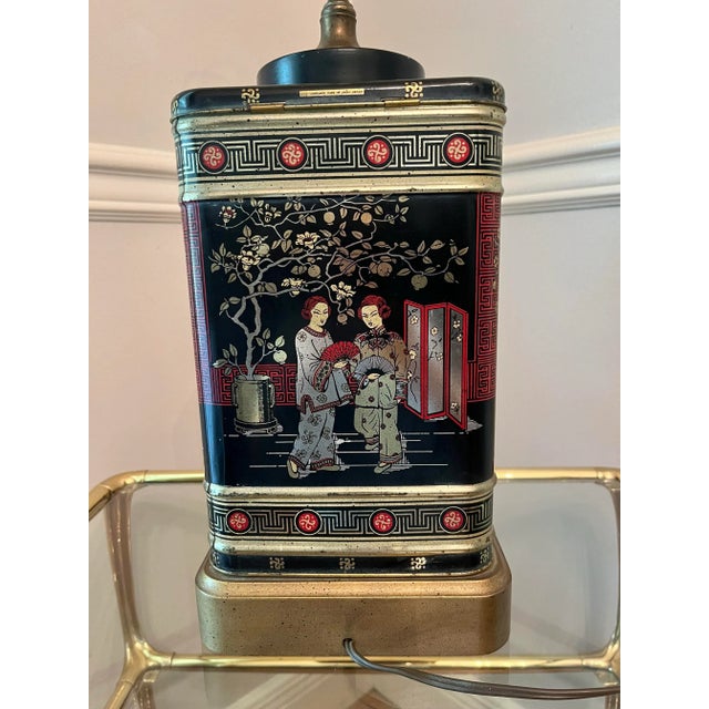 1960s Frederick Cooper Style Tea Canister Table Lamp For Sale - Image 4 of 11