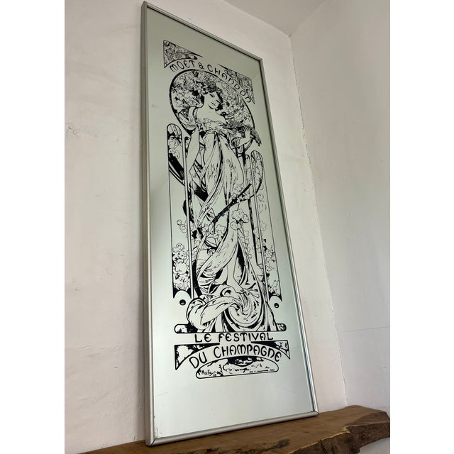 Vintage Art Nouveau Moët & Chandon Advertising Mirror, 1960s For Sale - Image 6 of 18
