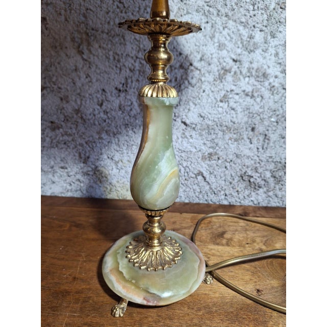 Table Lamp in Green Onyx and Gilt Brass with Acanthus Claws, 1960s For Sale - Image 3 of 10