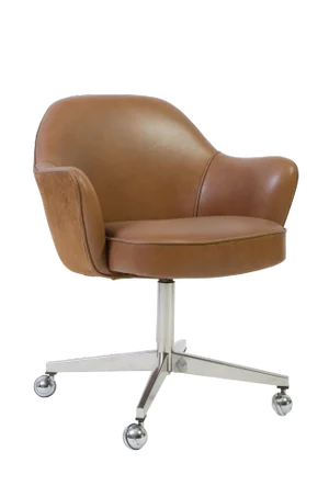 Knoll Desk Chair in Contrasting Saddle Leather/Suede, Vintage Swivel Base