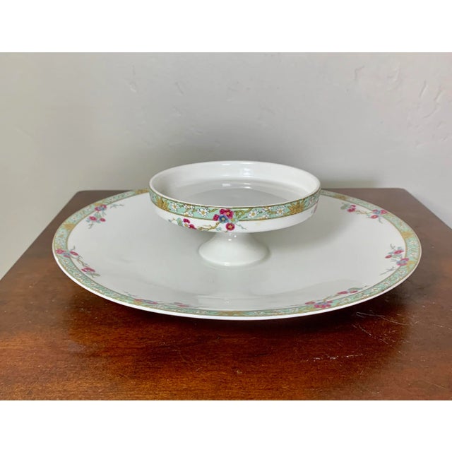 Limoges, France Vintage Hand Painted Limoges Server With Cherry Blossom Design For Sale - Image 4 of 6