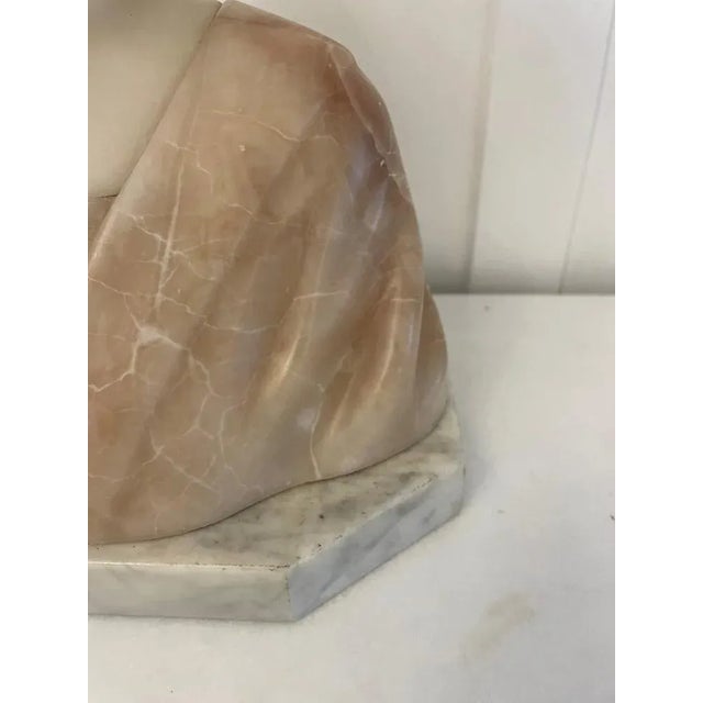 Stone Antique Victorian Alabaster Bust, 1860 For Sale - Image 7 of 12