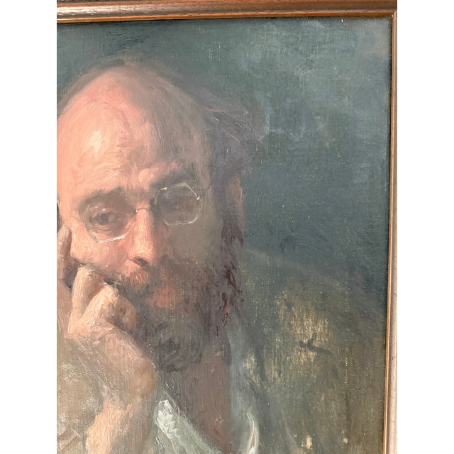 1950s Striking Original Oil on Canvas Portrait of a Contemplative Gentleman by George Weissbort (1928-2013) For Sale - Image 10 of 13