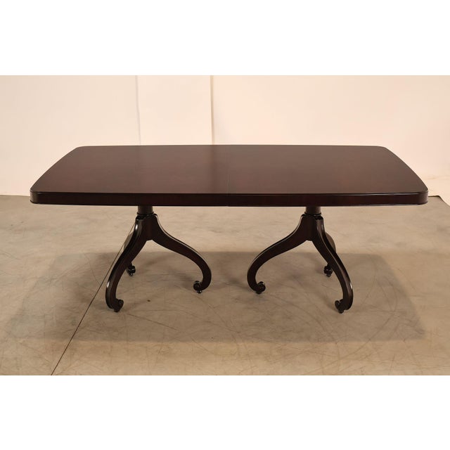 Thomasville Transitional Style Double Pedestal Mahogany Dining Table For Sale - Image 18 of 18