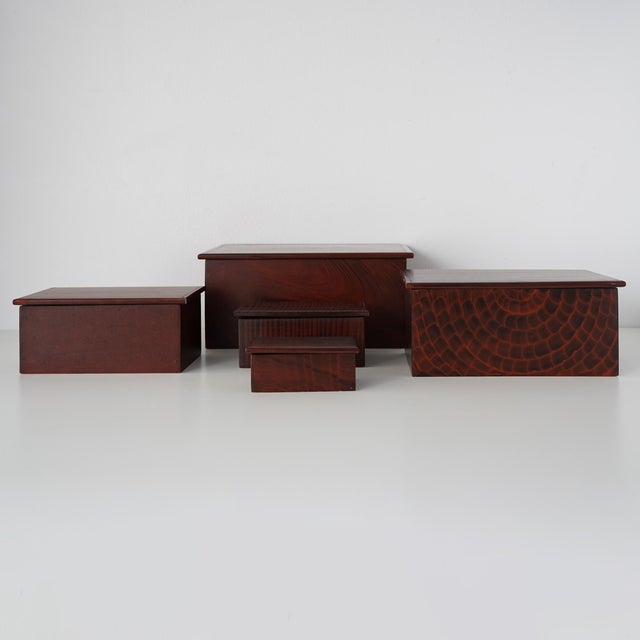 Wood Vintage Vermont Stacking Stash Box Collection- Set of 5 For Sale - Image 7 of 15