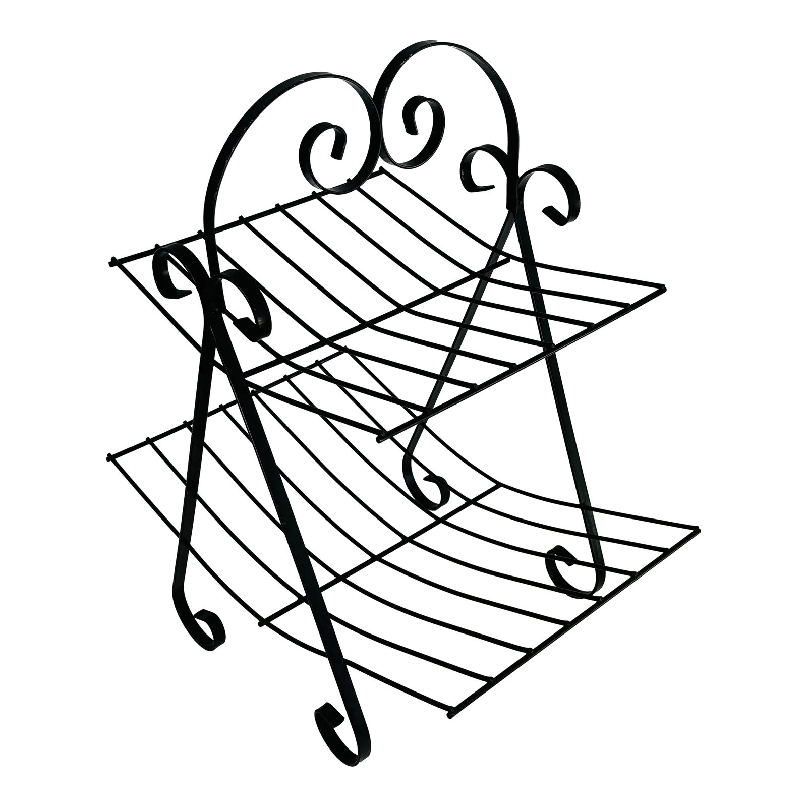 Vintage 1950s Black Metal Two-Tier Magazine Rack | Chairish
