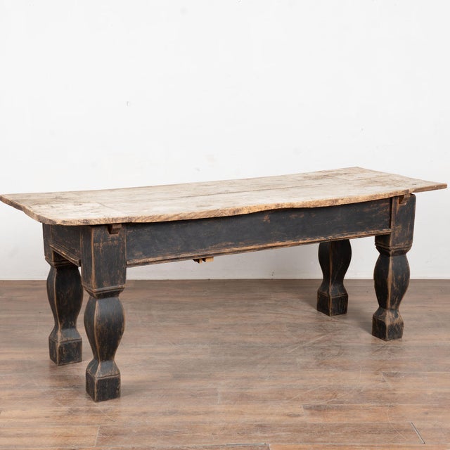Late 18th Century Danish Baroque Oak Console Table With Black Painted Base For Sale - Image 15 of 15