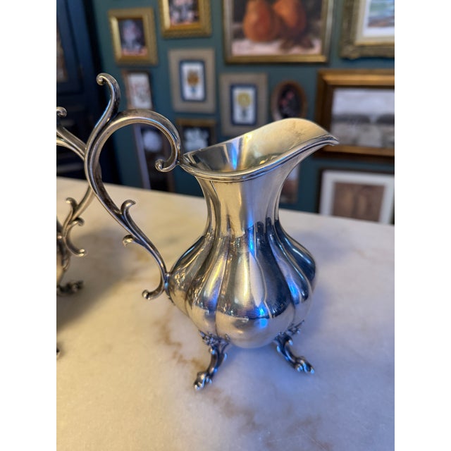 Vintage Reed & Barton "Winthrop" 1795 Silverplate Tea & Coffee Service With Working Tilting Kettle-on-Stand - Set of 4 For Sale - Image 11 of 18