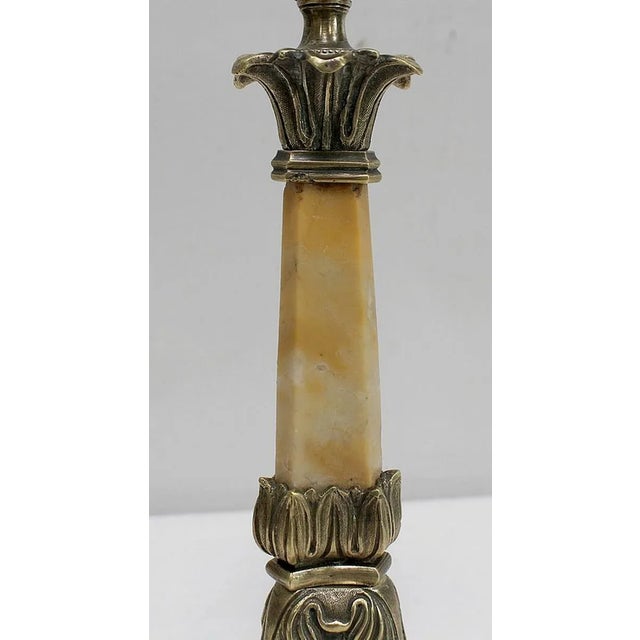 Brown Restoration Period Bronze and Marble Candlesticks, 19th Century, Set of 2 For Sale - Image 8 of 18